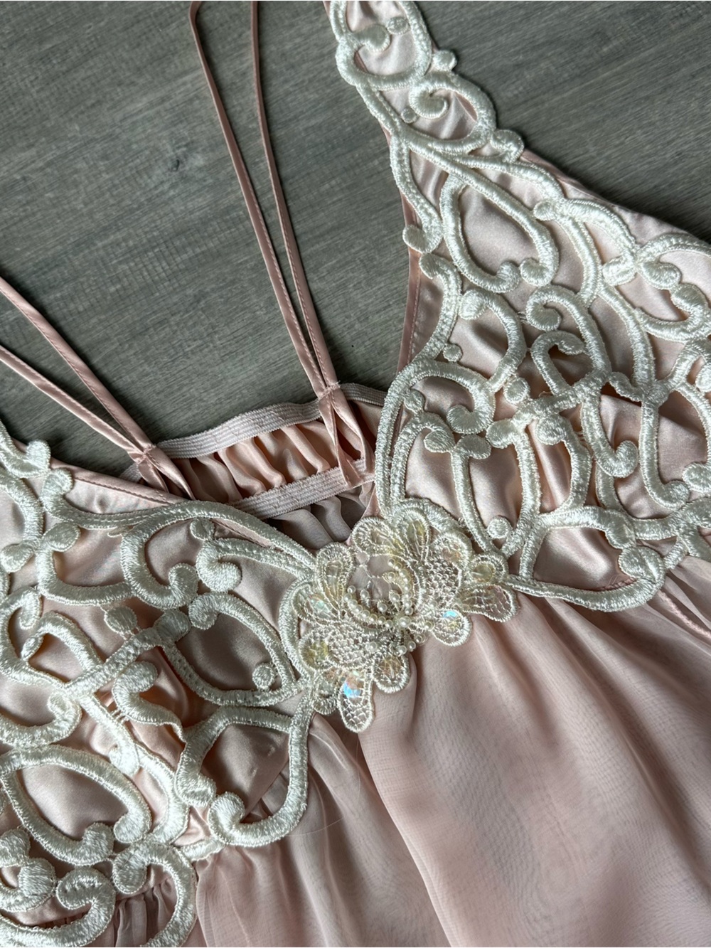 Deadstock 90s Coquette Sheer Pink Lace Slip Dress Made in Canada - Picture 5 of 8